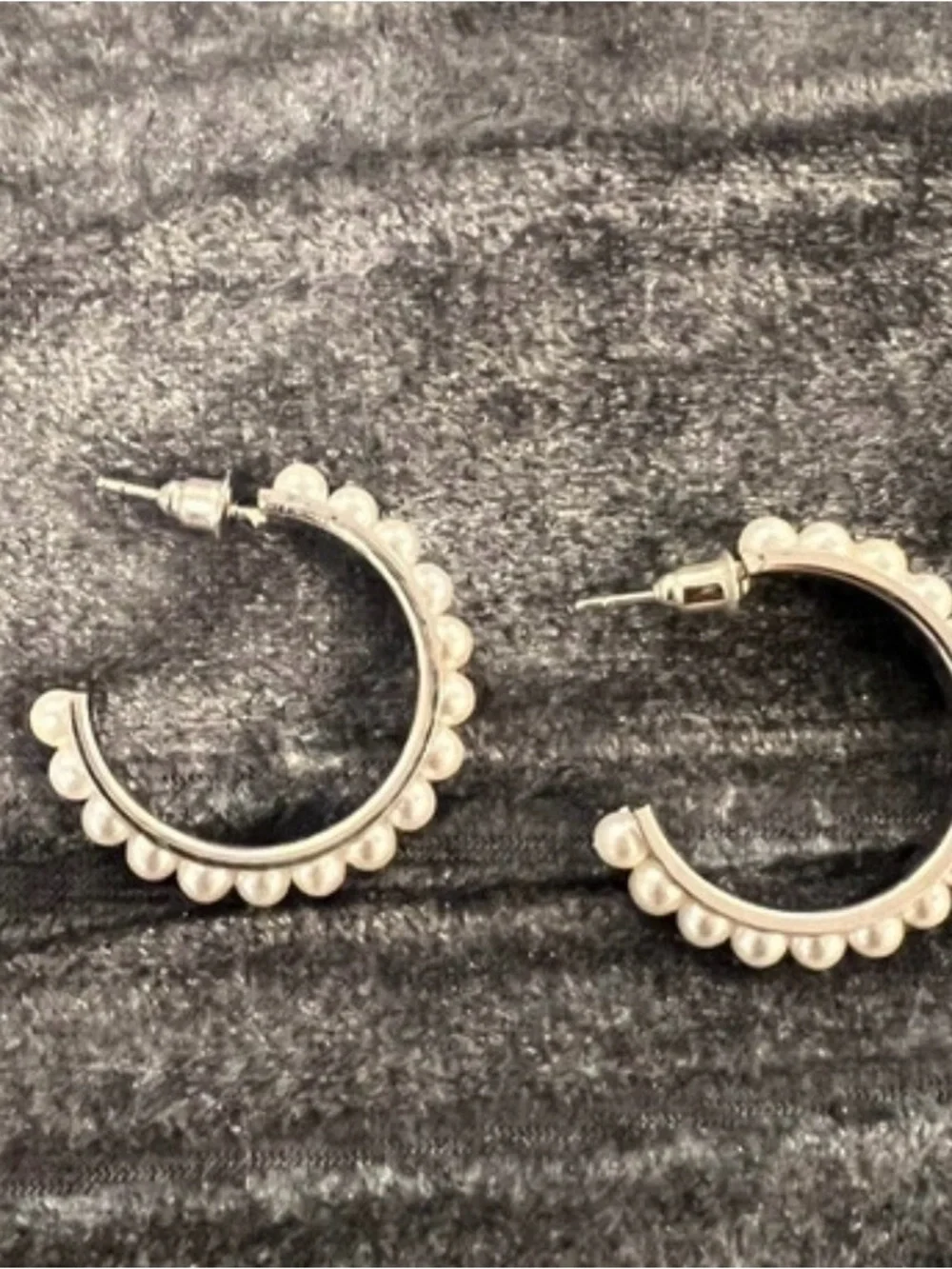 Classic Silver Hoop Earrings with Pearl Accents